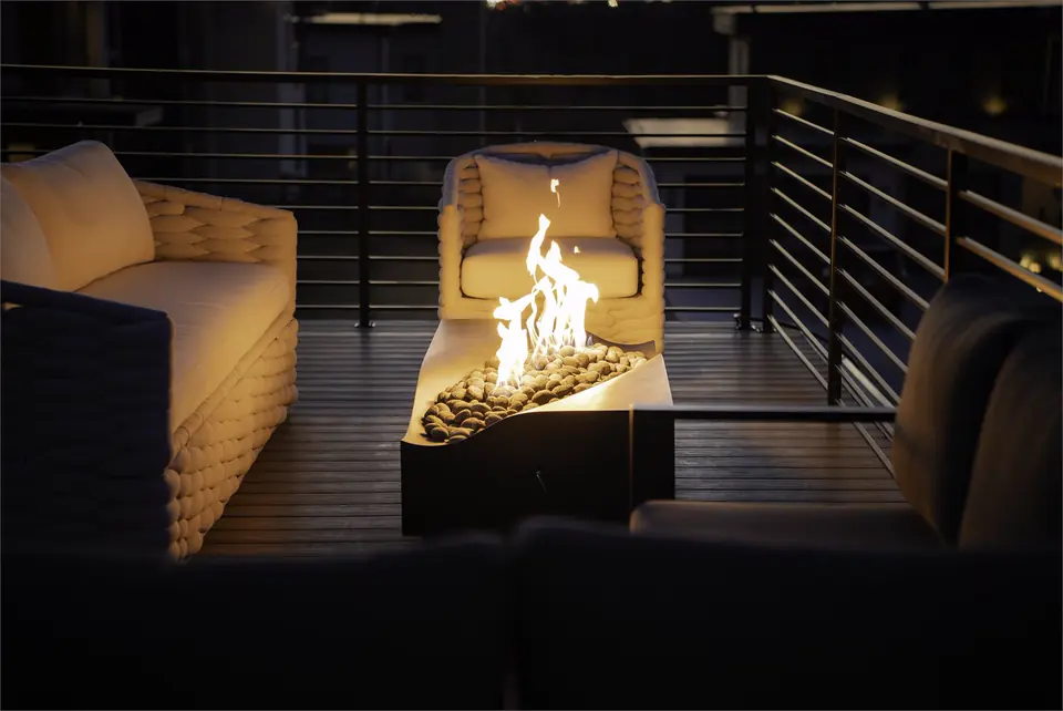 Fire table on the rooftop deck