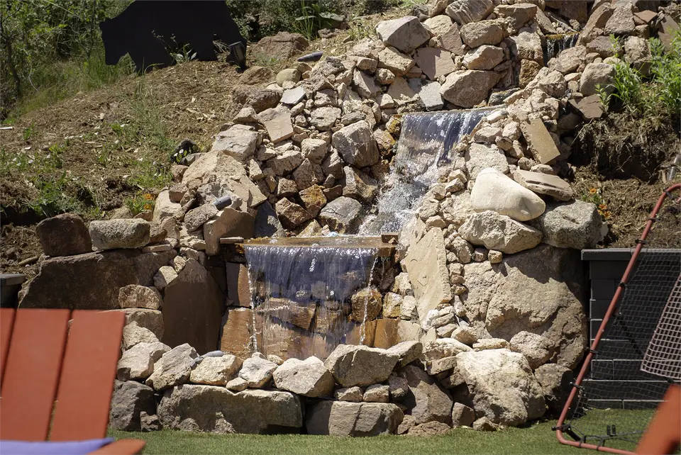 Stone waterfall on the slope