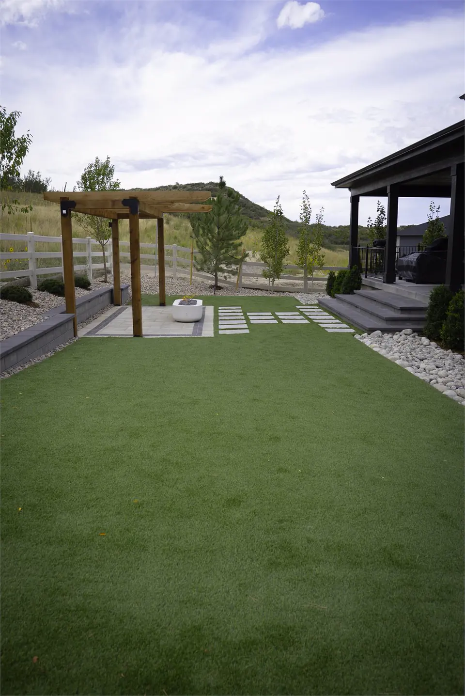 The lawn and pergola