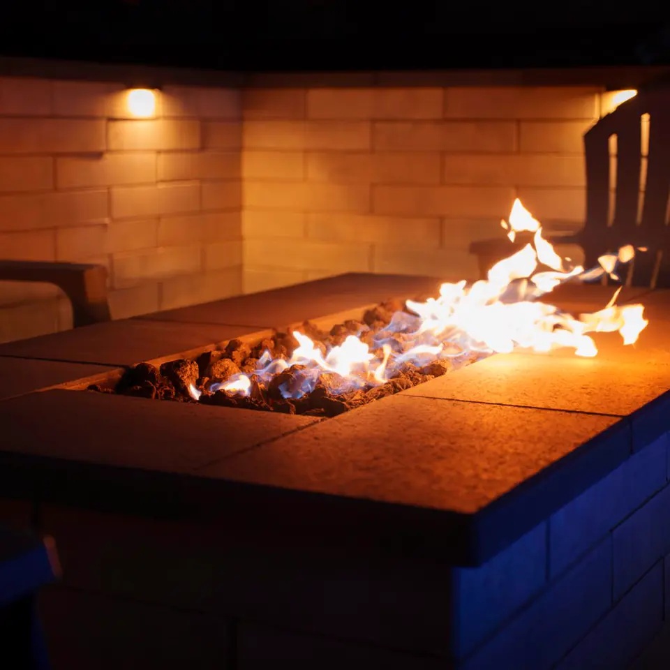 Fire feature at night