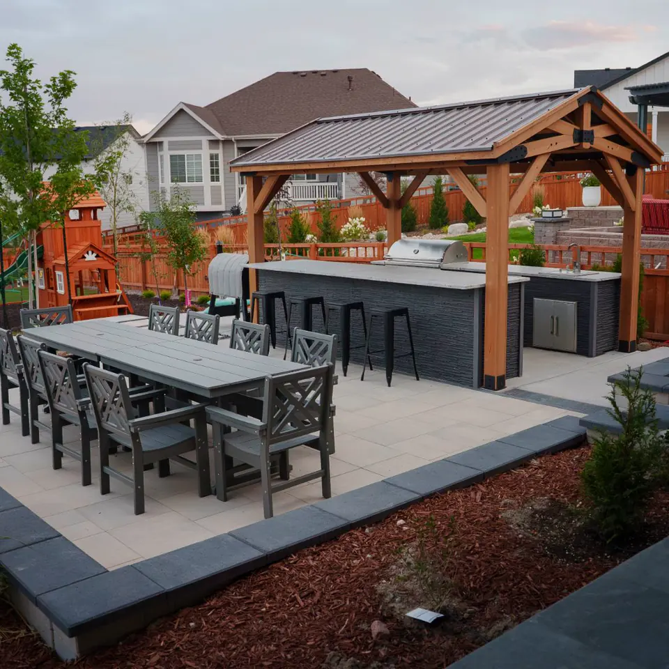 Covered outdoor kitchen and dining