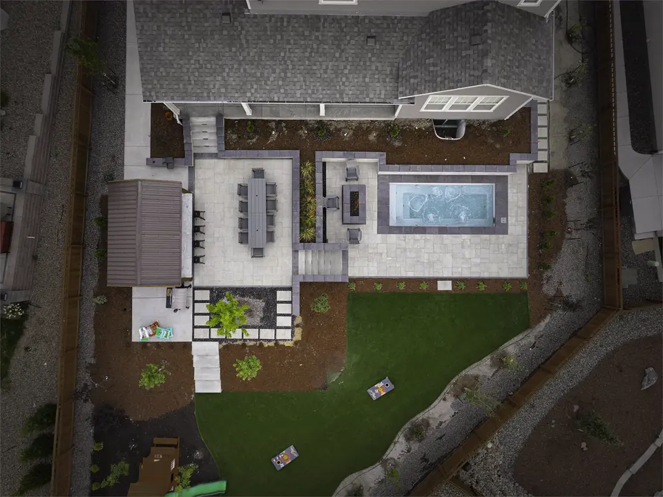 The yard — From above, after construction